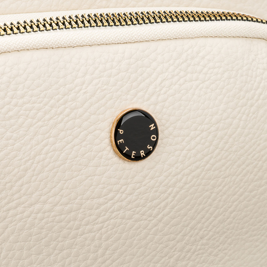 Jasnobeżowa nerka damska ze skóry ekologicznej zamykana suwakiem - Peterson