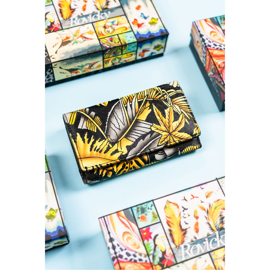 Duży portfel damski na zatrzask wykonany ze skóry naturalnej - Rovicky