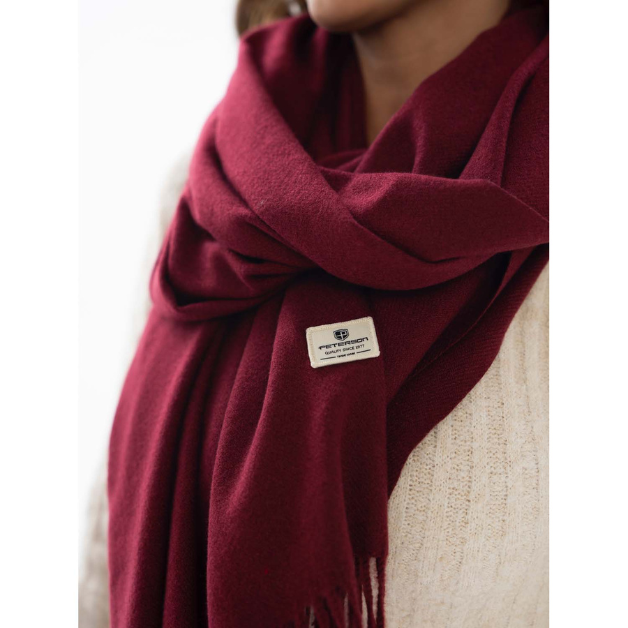 Bordowy szalik na zimę z ciepłej tkaniny - Peterson
