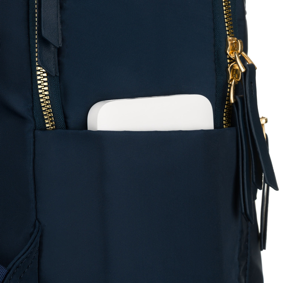 Dwukomorowy, granatowy plecak damski z poliestru - Peterson