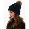Czarna wywinięta czapka damska z pomponem - Peterson