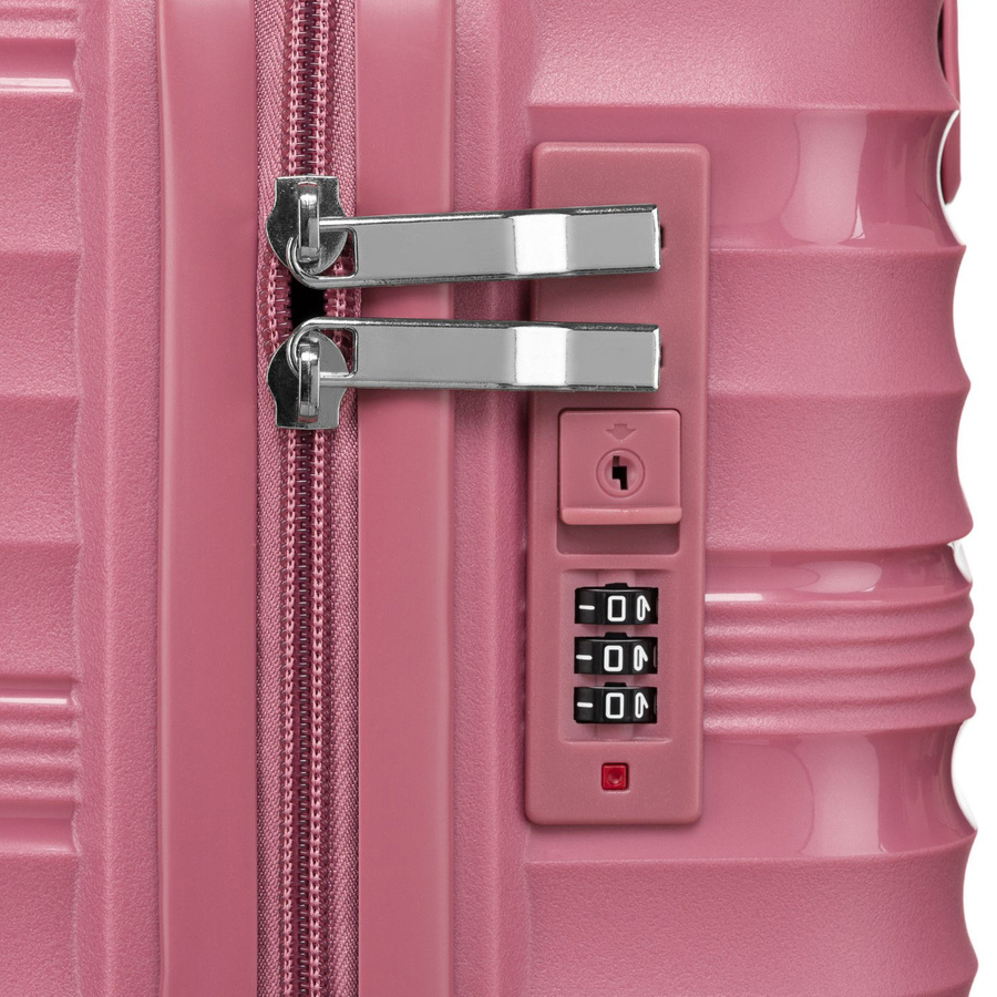 Kabinowa walizka różowa z czterema kółkami na podróże, Peterson