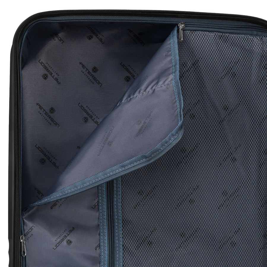 Duża walizka podróżna w czarnym kolorze z wodoodporną skorupą - Peterson