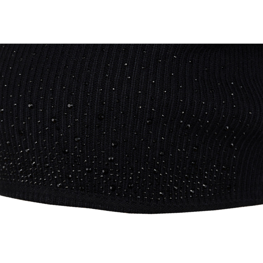 Czarna czapka damska slouchy z dżetami - Peterson