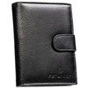 Czarny portfel męski ze skóry naturalnej zamykany zatrzaskiem i wyposażony w system RFID - Peterson