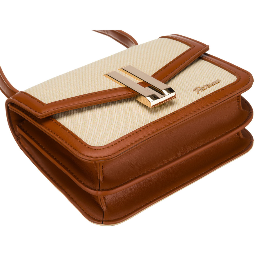 Listonoszka damska w kolorach ecru i brązowym, dwukomorowa - Peterson