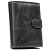 Pionowy portfel męski ze skóry naturalnej w czarnym kolorze zamykany na zatrzask - Peterson