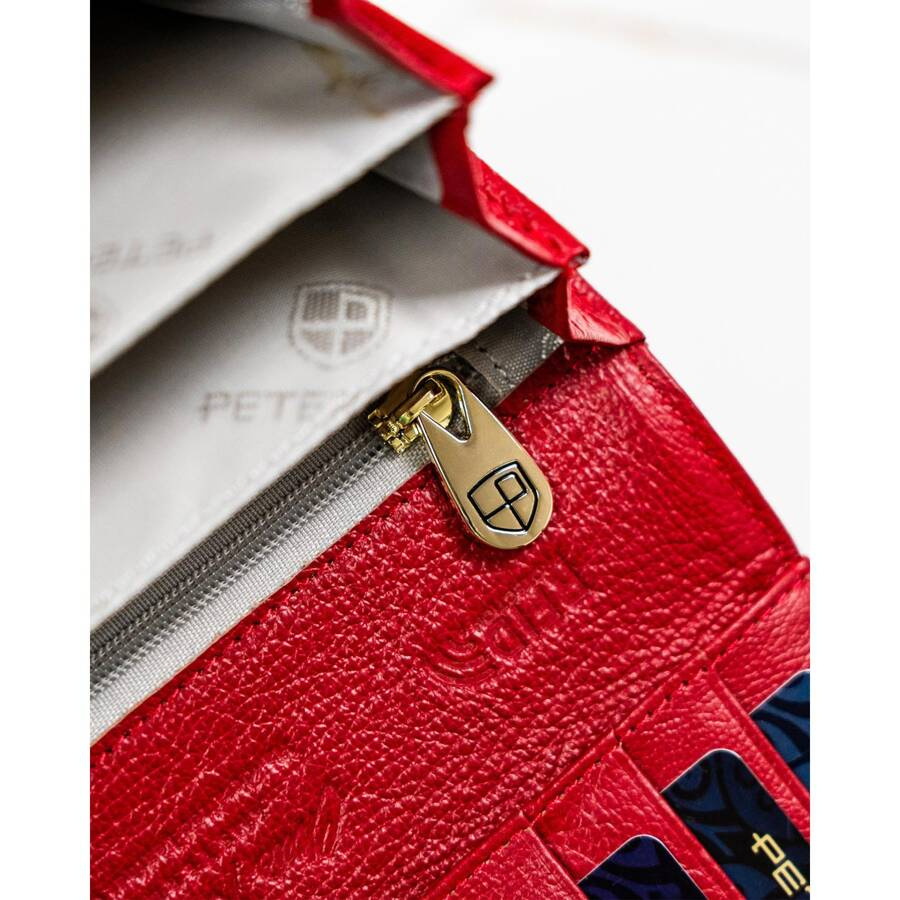 Luksusowy portfel damski czerwony lakierowany w motyle - Peterson