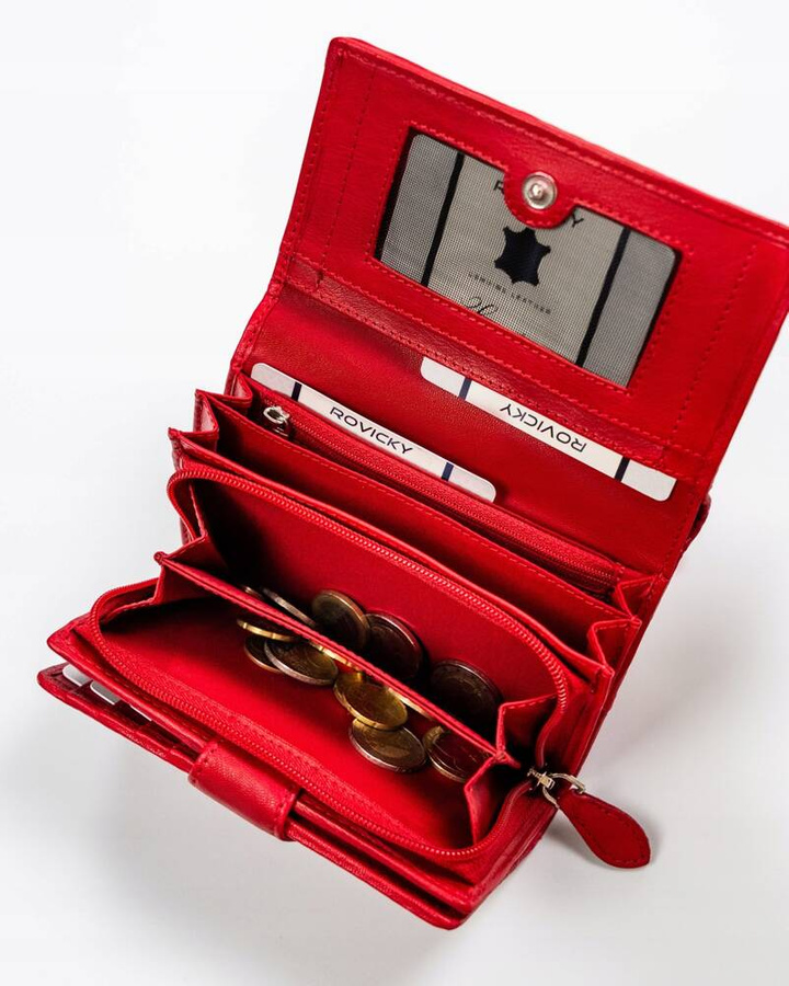 Elegancki portfel damski ze skóry naturalnej - Rovicky