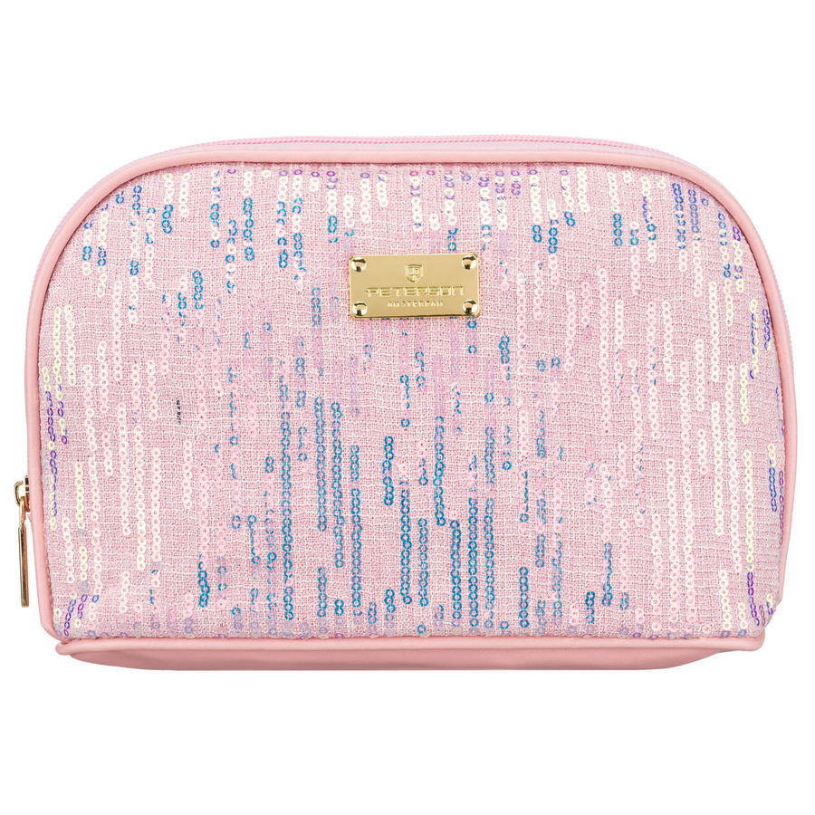 Różowa kosmetyczka z materiału syntetycznego, jednokomorowa - Peterson