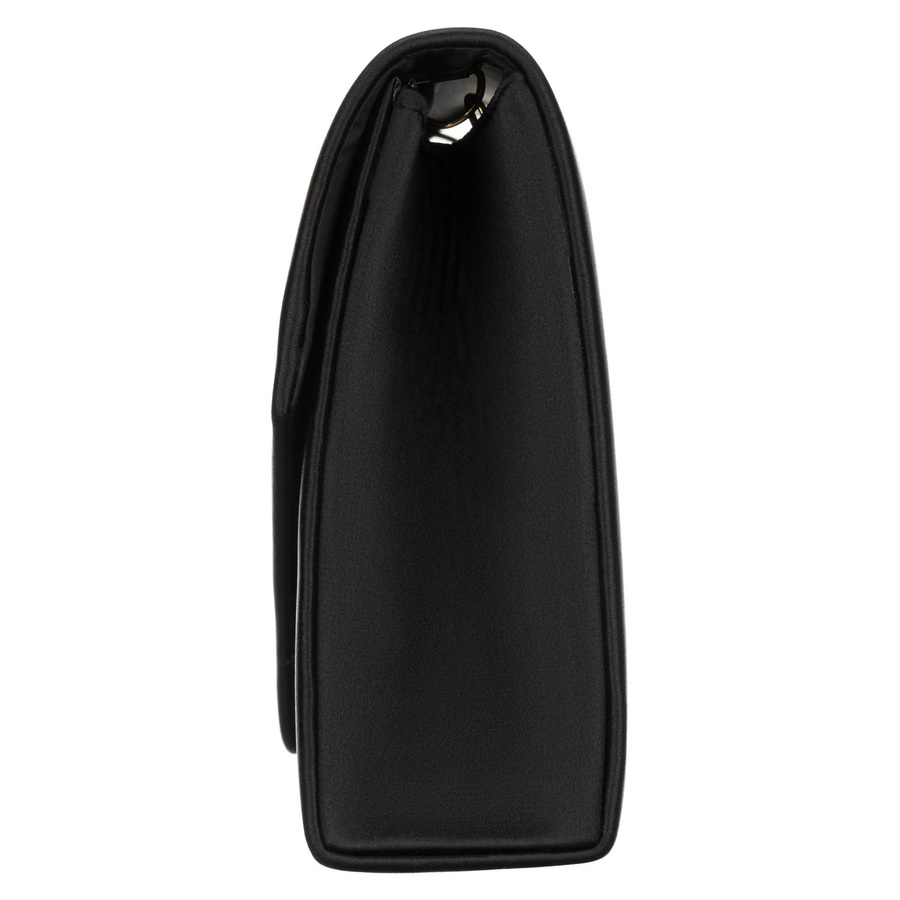 Czarna kopertówka damska z tkaniny syntetycznej zamykana klipsem magnetycznym - Rovicky