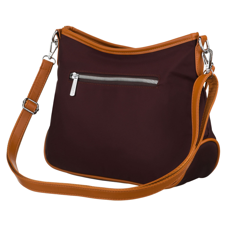 Miejska torebka damska z poliestru i skóry ekologicznej w bordowym kolorze, jednokomorowa - Peterson