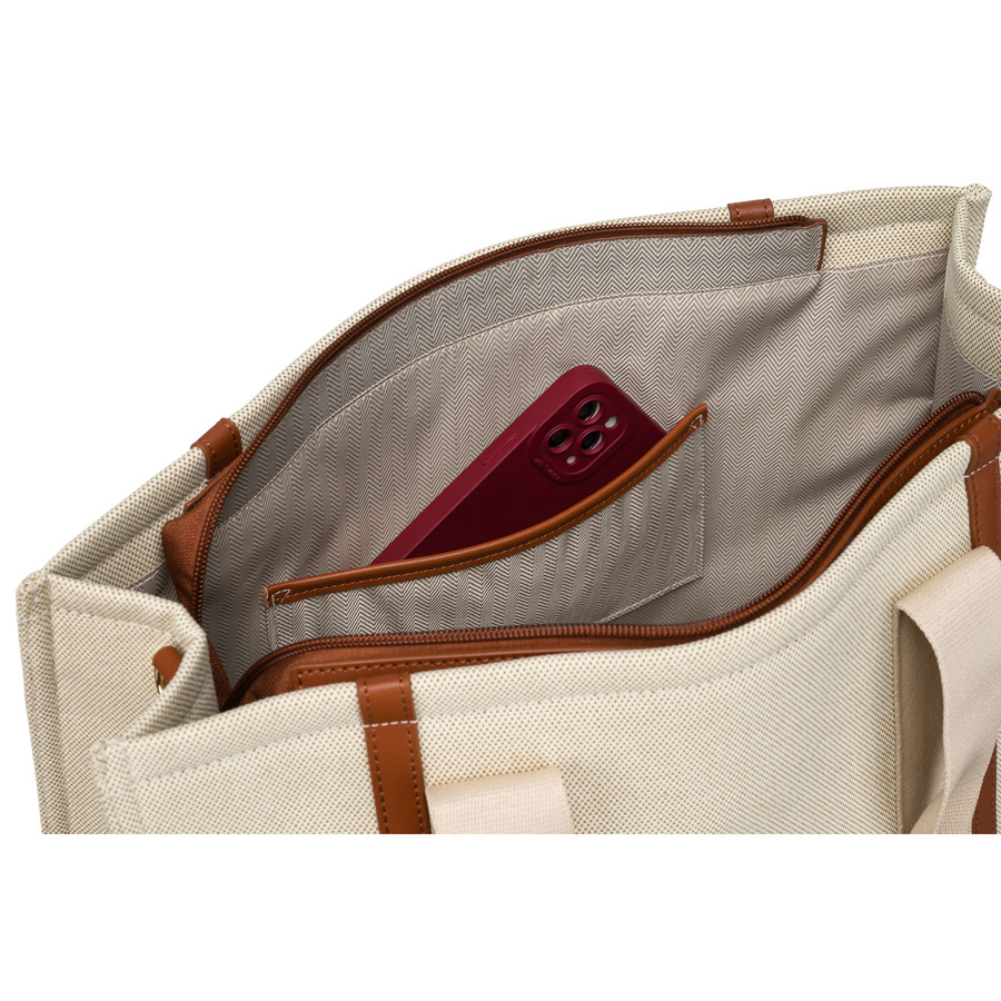 Modna shopperka damska w brązowo-beżowym kolorze z regulowanym paskiem w zestawie - Peterson