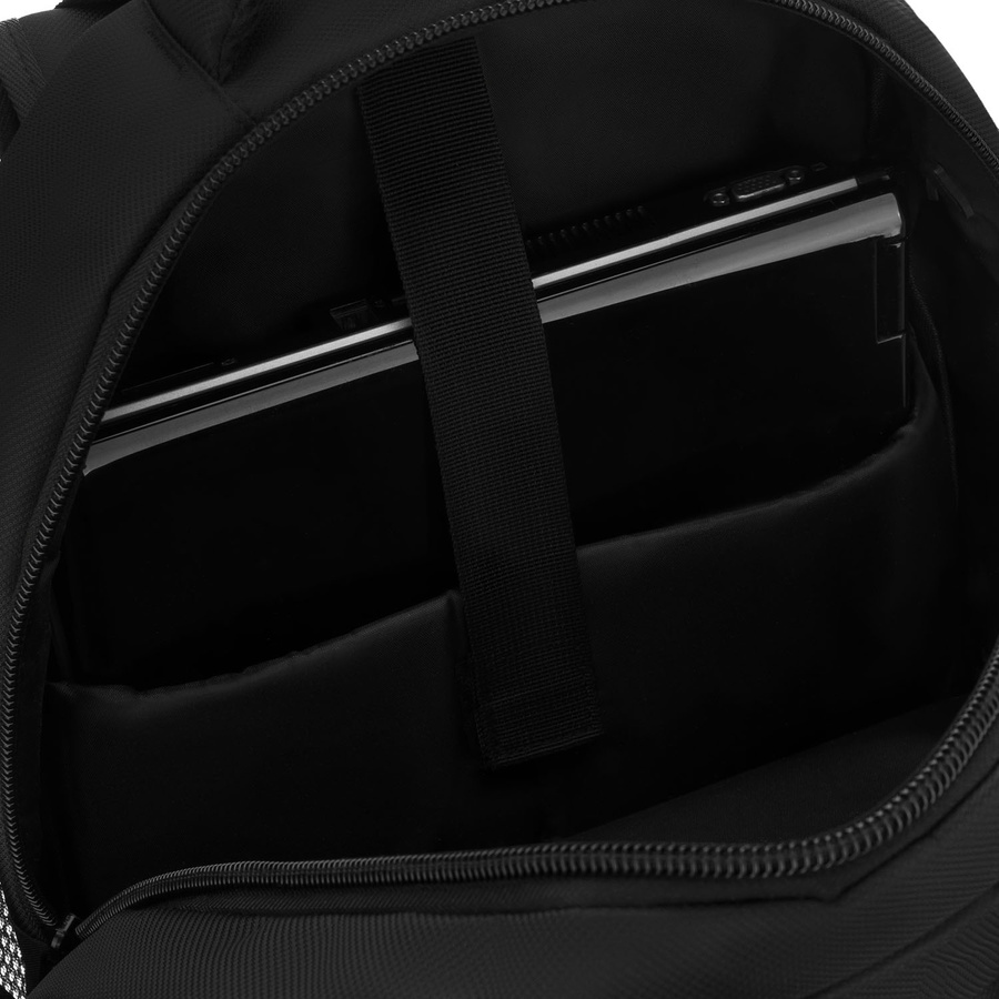 Młodzieżowy, miękki plecak szkolny z poliestru w czarnym kolorze, zawieszony na regulowanych szelkach - Peterson