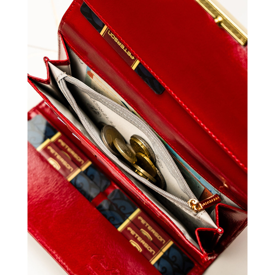 Wielokolorowy portfel damski ze skóry ekologicznej w kwiatowy wzór - Peterson