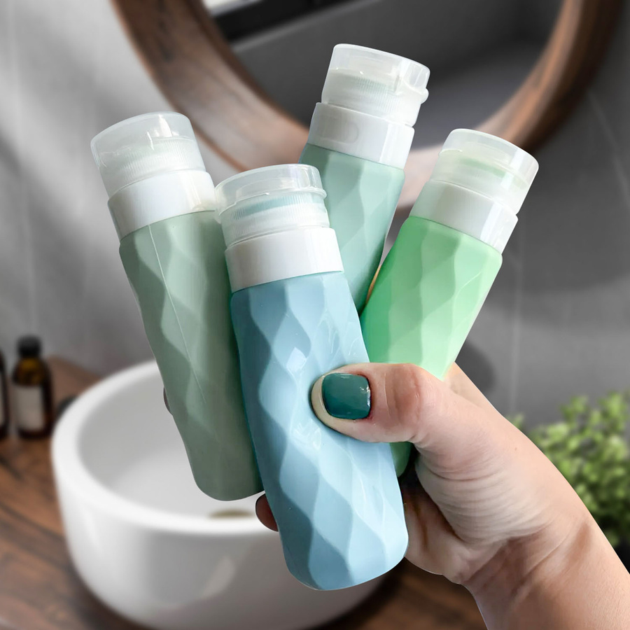 Podróżne butelki silikonowe w odcieniach zieleni - Peterson