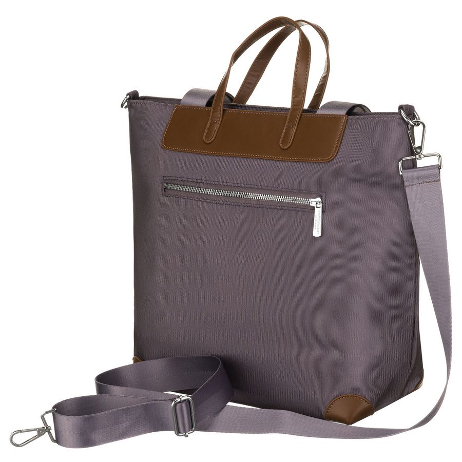 Duża shopperka damska w szarym kolorze, jednokomorowa, zawieszona na uchwytach i doczepianym pasku - Peterson