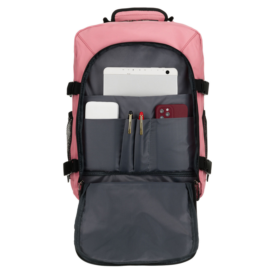 Różowy plecak podróżny zawieszony na regulowanych szelkach - Peterson