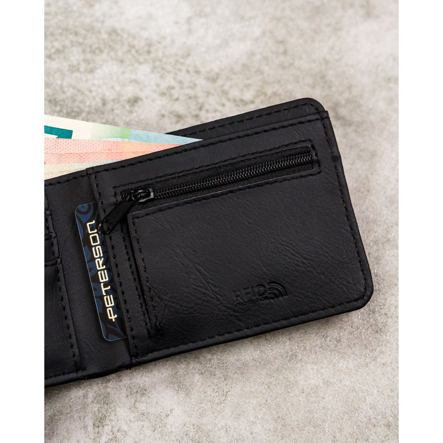 Modny portfel męski w czarnym kolorze z systemem RFID - Peterson