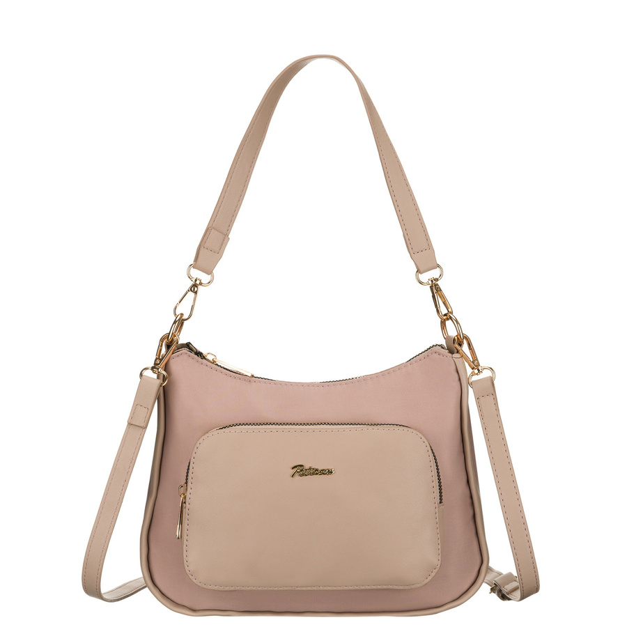 Miejska listonoszka damska z nylonu w różowym kolorze, zamykana suwakiem - Peterson