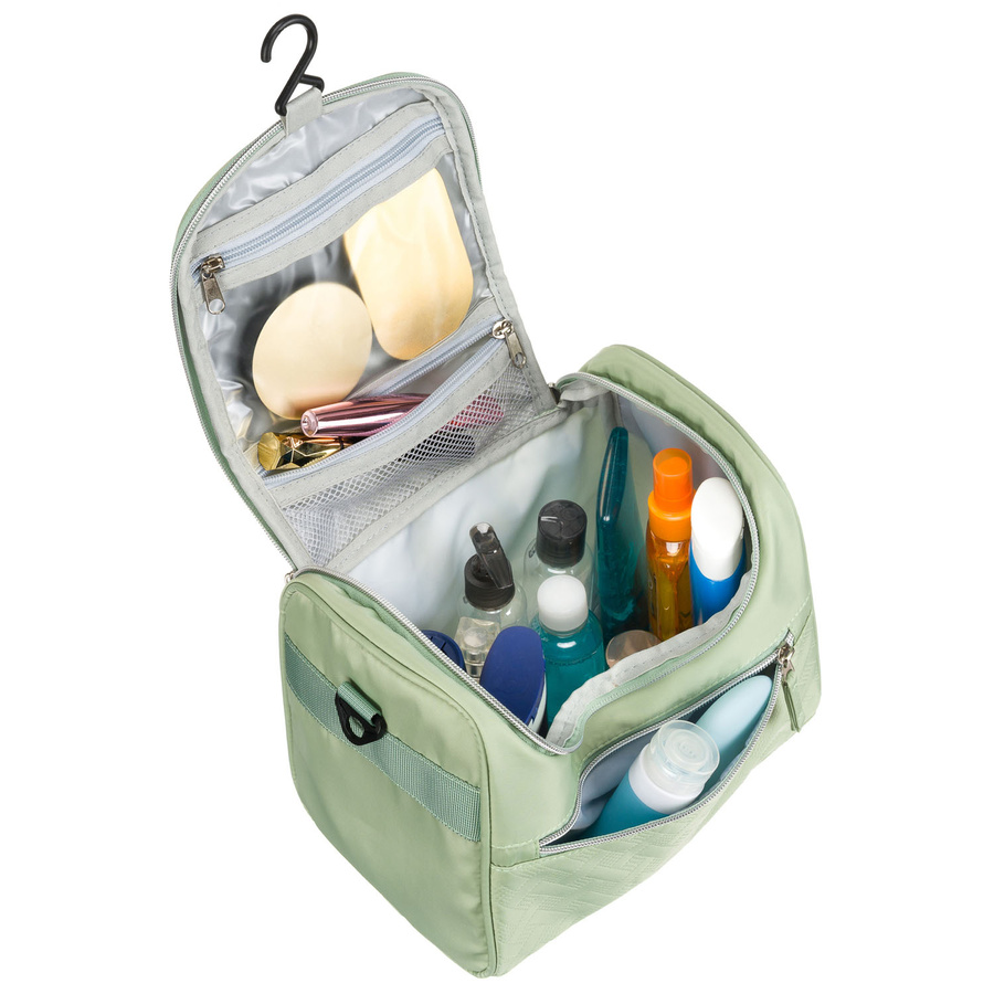Zielona kosmetyczka podróżna z tkaniny syntetycznej z haczykiem do zawieszenia - Peterson