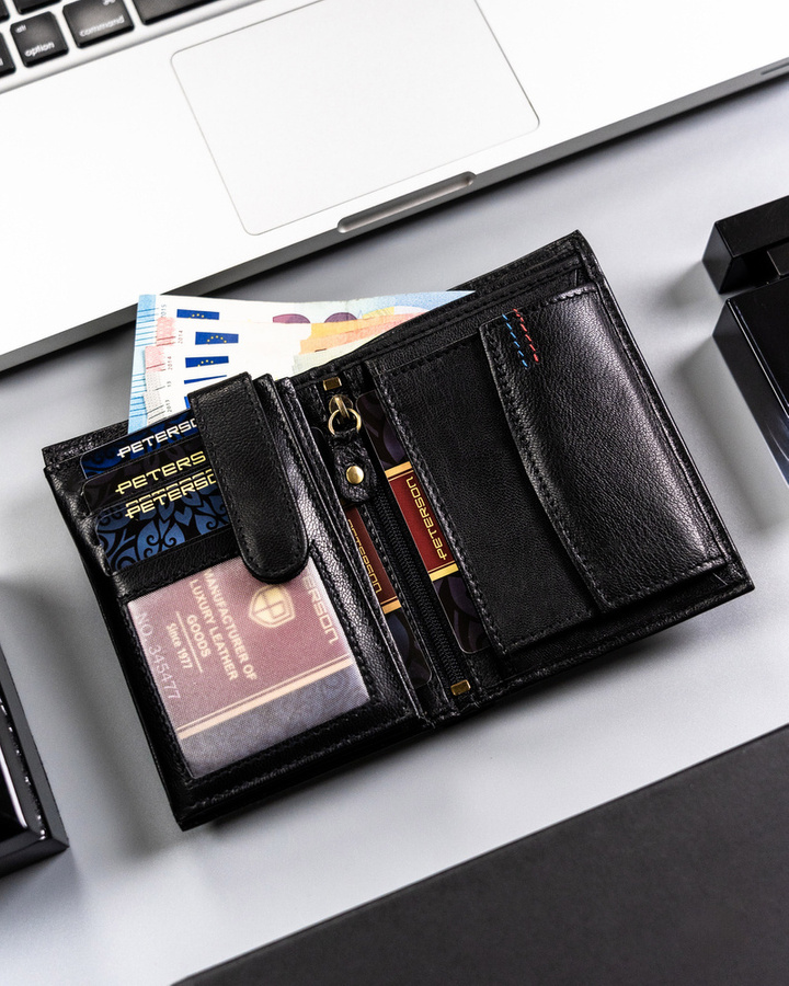 Portfel męski w wersji slim z koziej skóry - Peterson