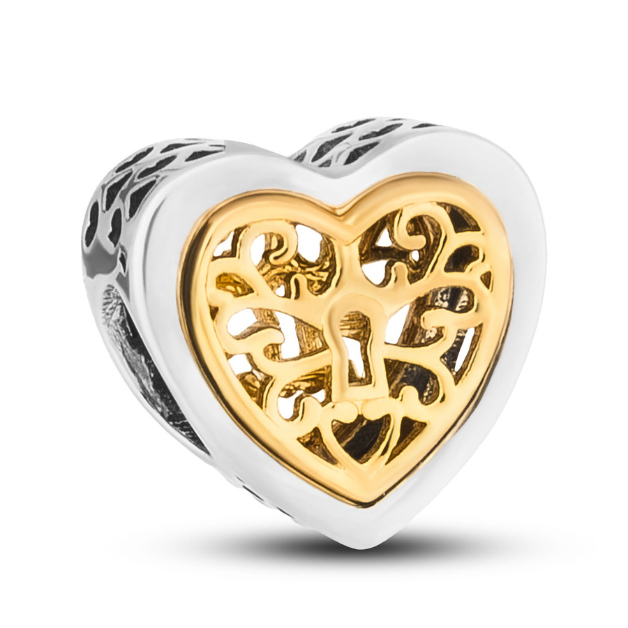 Srebrny charms ażurowe serce do modułowej bransoletki - Peterson