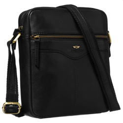 Jednokomorowa listonoszka męska ze skóry naturalnej w czarnym kolorze - Peterson