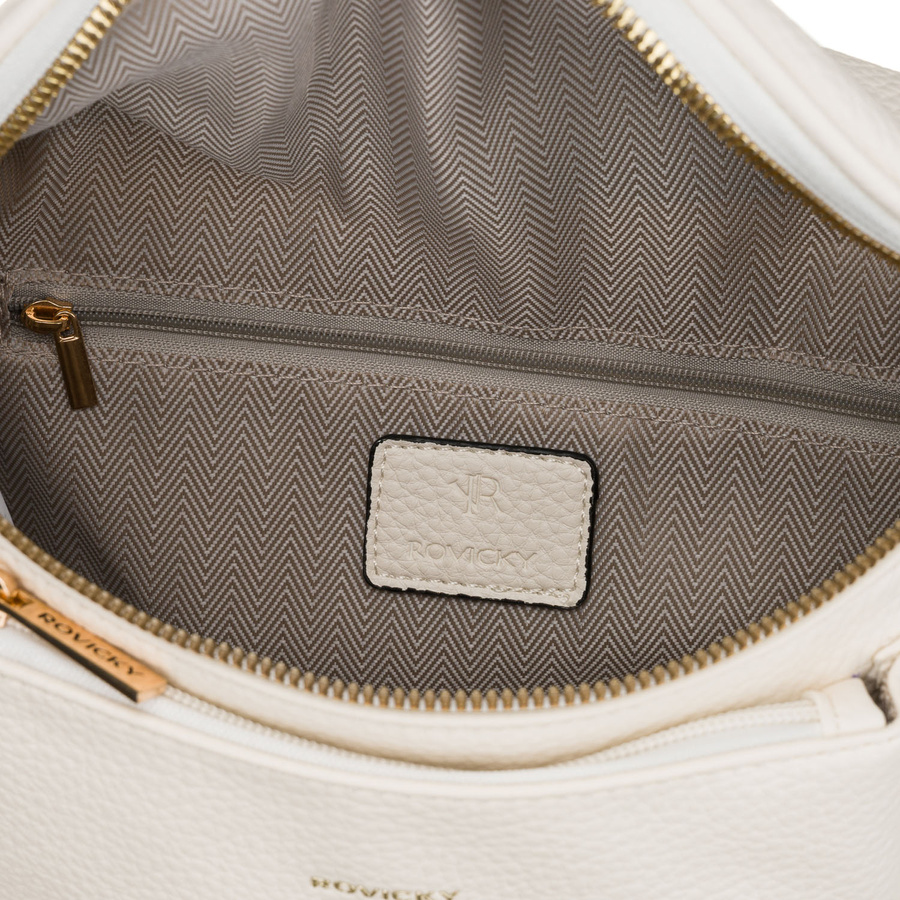 Listonoszka damska ze skóry ekologicznej w białym kolorze zawieszona na regulowanym pasku - Rovicky