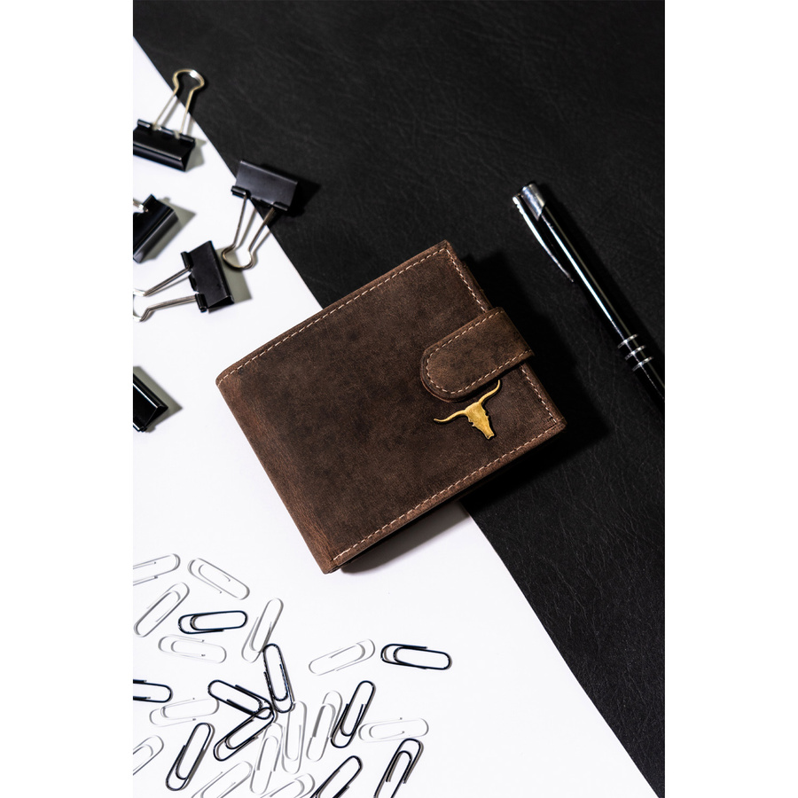 Portfel z naturalnej skóry męski na zatrzask - Buffalo Wild