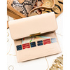 Beżowy portfel damski ze skóry ekologicznej zamykany na zatrzask - Peterson