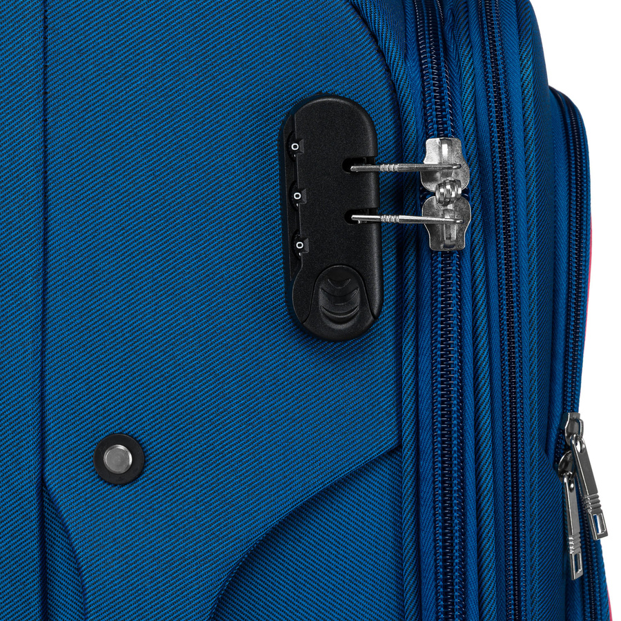 Duża, lekka walizka z wytrzymałej tkaniny poliestrowej w niebiesko-czerwonym kolorze - Peterson