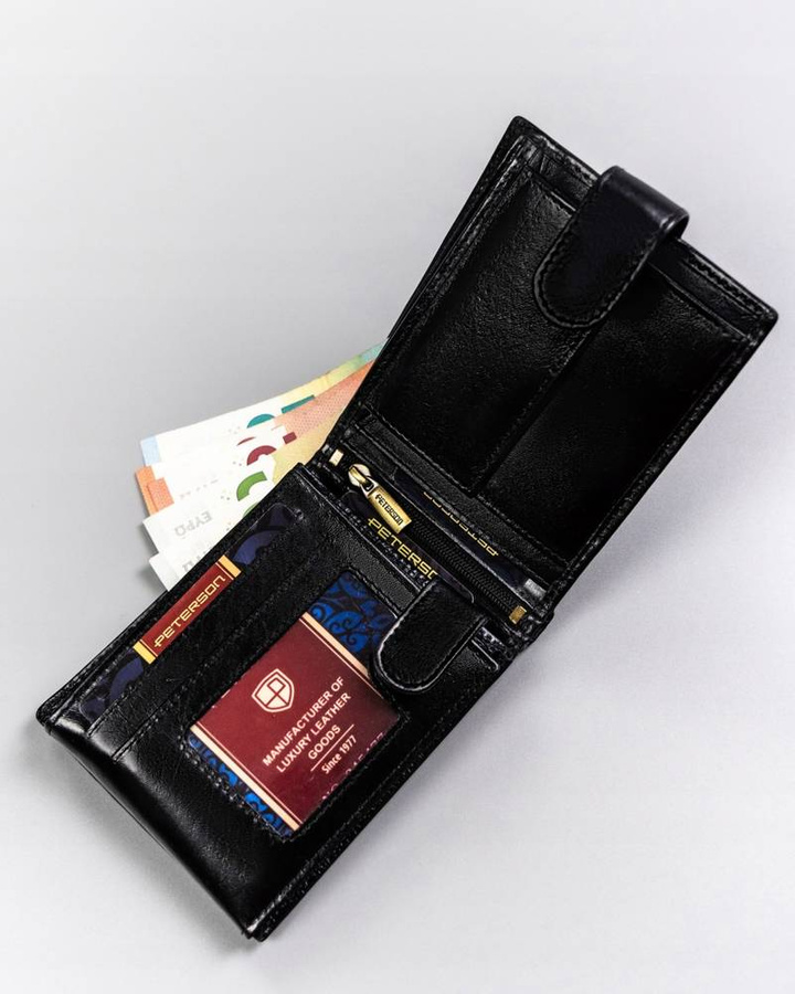 Duży, skórzany portfel męski zapinany na zatrzask - Peterson