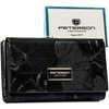 Poziomy, modny portfel damski ze skóry naturalnej i ekologicznej w czarnym kolorze - Peterson