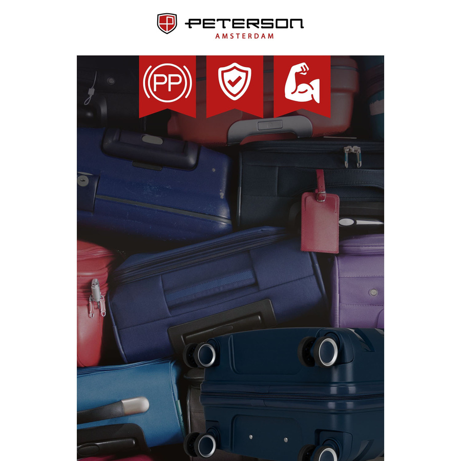 Granatowa, twarda walizka z polipropylenu w średnim rozmiarze - Peterson