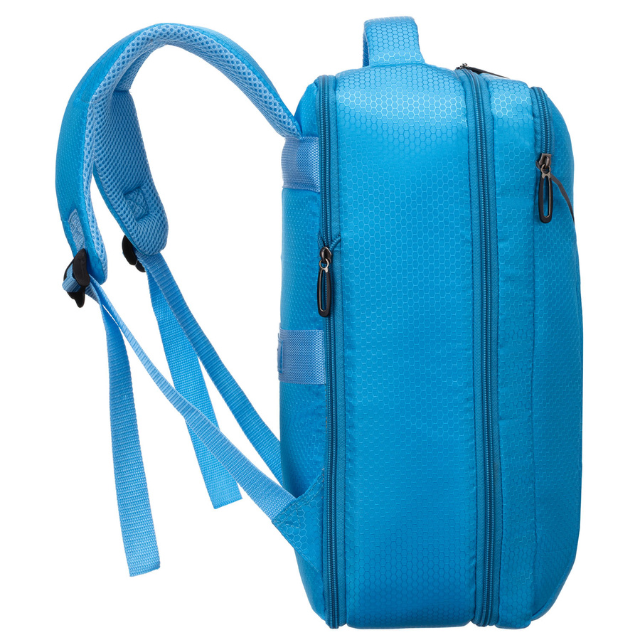 Podróżny plecak z poliestru w niebieskim kolorze wyposażony w oddychające szelki - Peterson