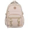 Beżowy, modny plecak szkolny z poliestru zawieszony na regulowanych szelkach - Peterson