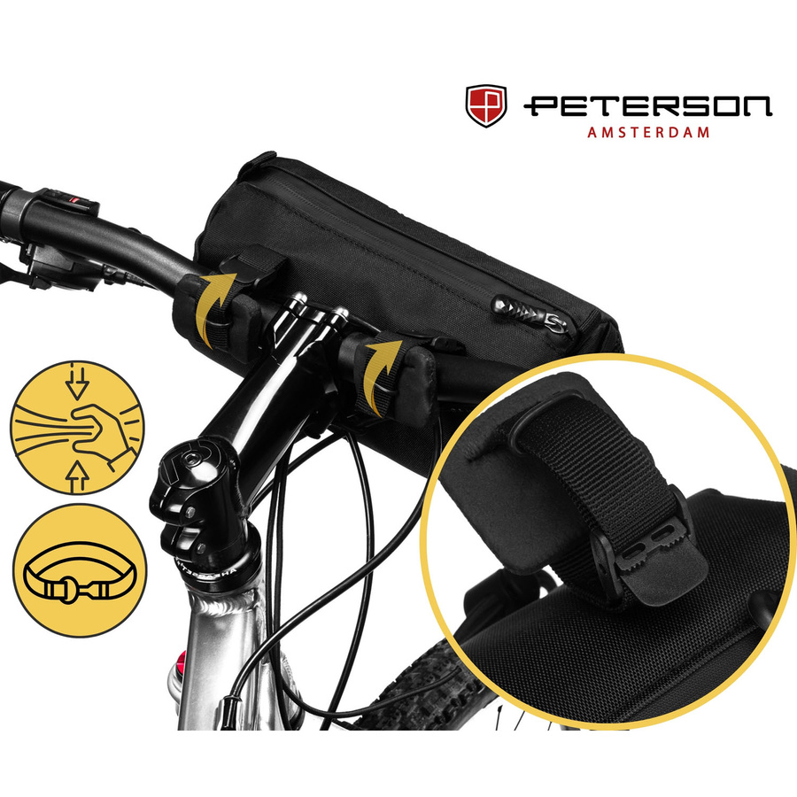 Czarna, wodoodporna sakwa rowerowa na kierownicę - Peterson