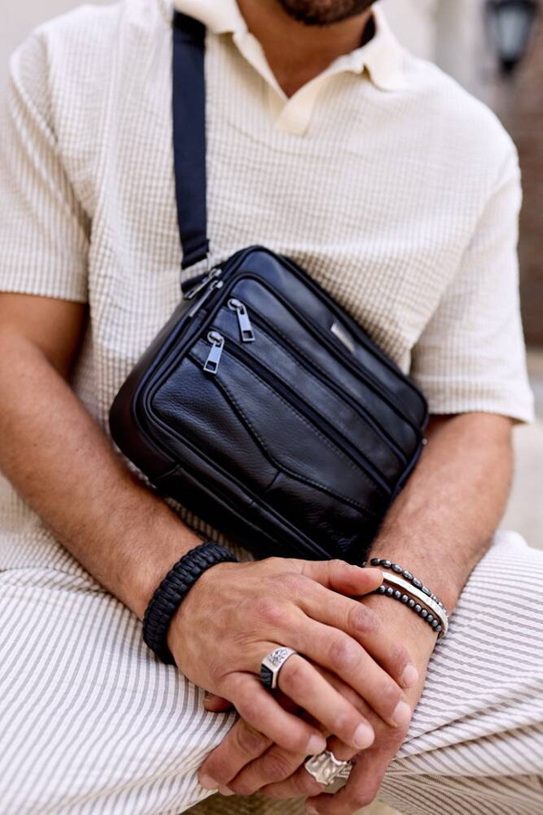 Skórzana torba męska na ramię do pracy - Rovicky