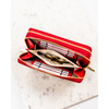 Czerwony portfel-piórnik damski ze skóry ekologicznej zamykany suwakiem - Rovicky