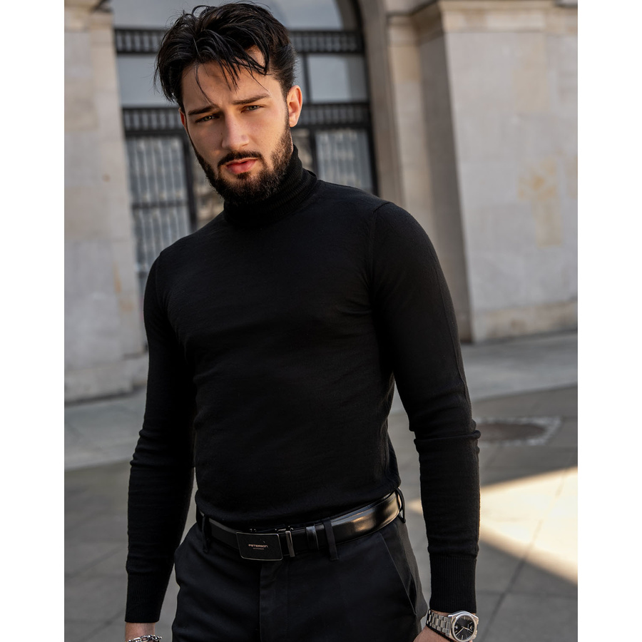 Skórzany pasek męski z klamrą automatyczną - Peterson