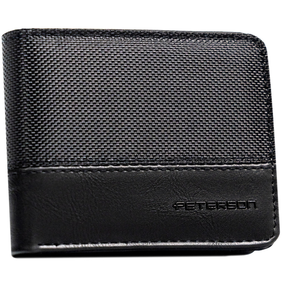 Modny portfel męski w czarnym kolorze z systemem RFID - Peterson