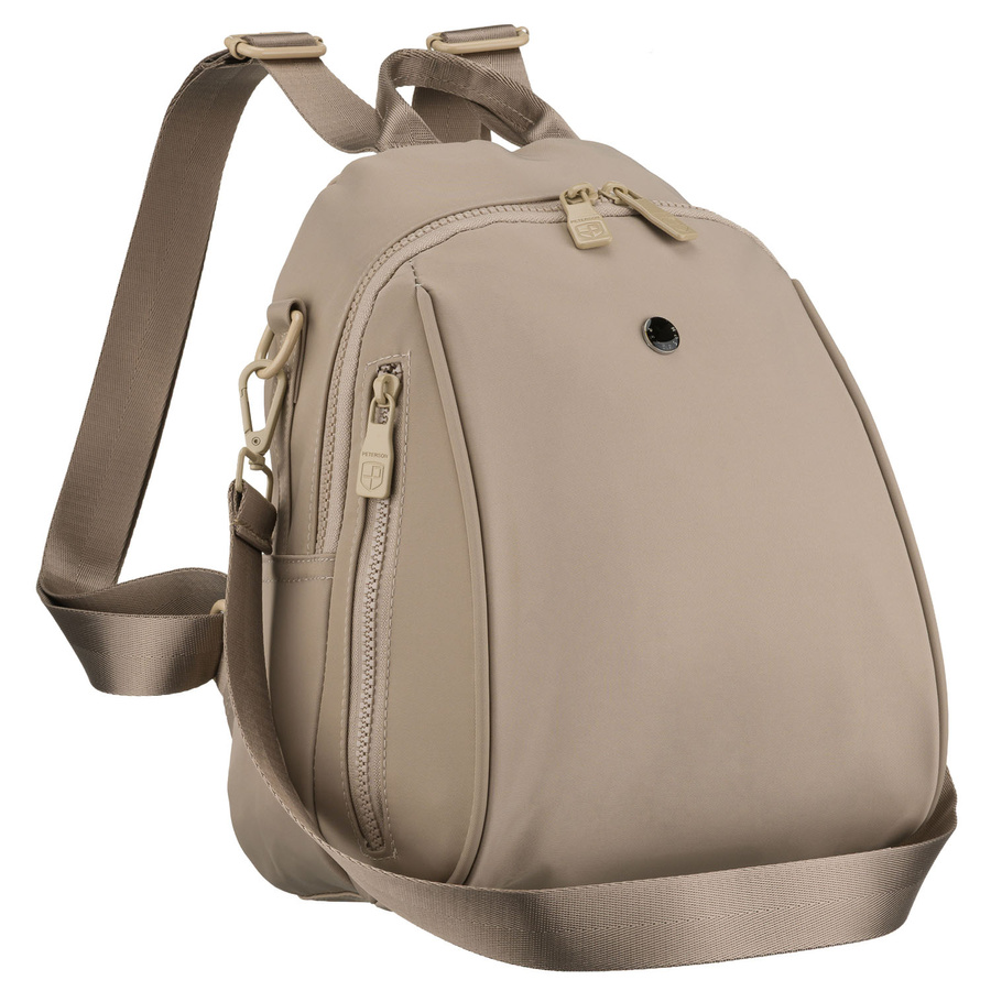 Miejski plecak damski wykonany z poliestru w kolorze ecru, wyposażony w dodatkowy pasek - Peterson