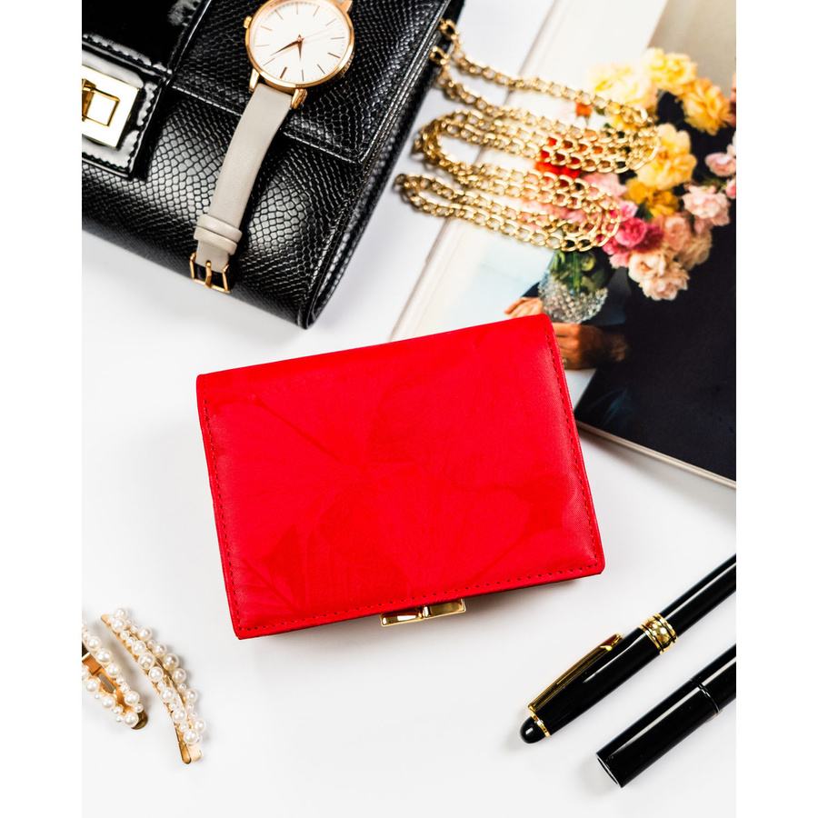 Elegancki, czerwony portfel damski ze skóry naturalnej i ekologicznej - Peterson