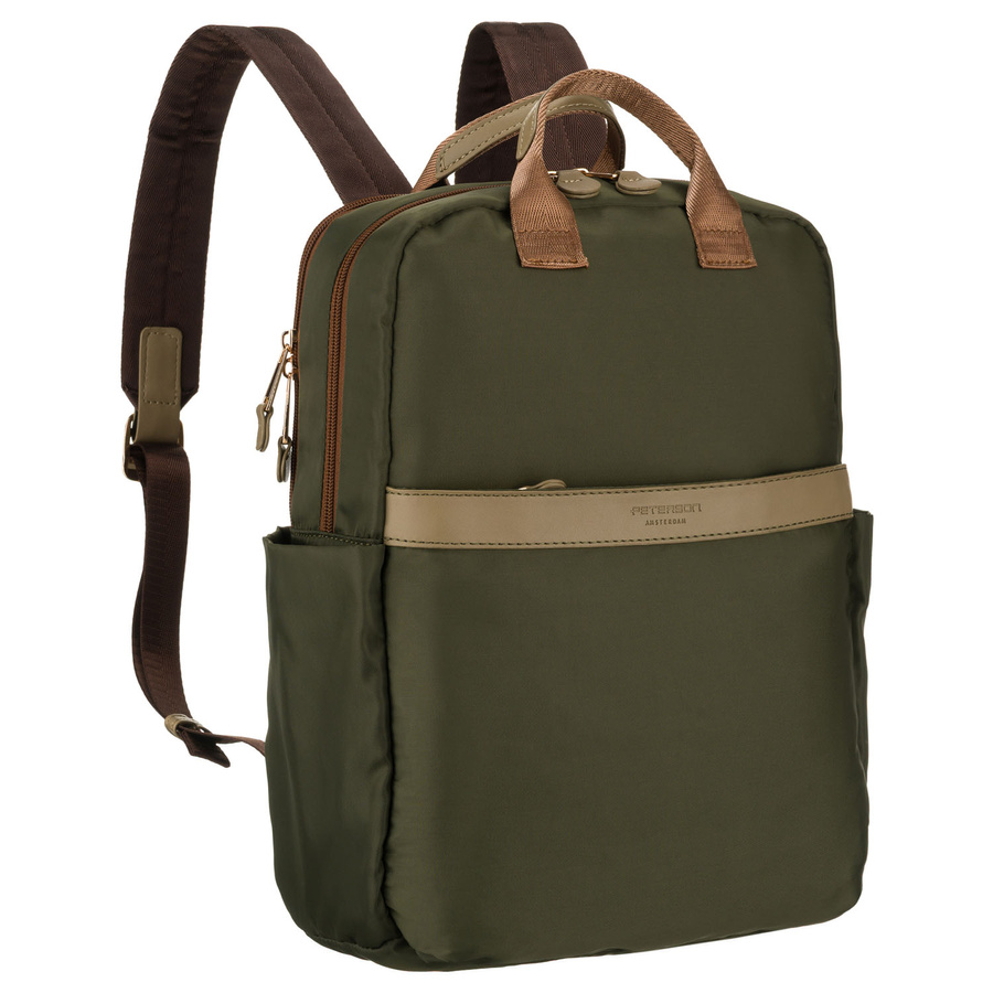 Plecak damski z nylonu w zielonym kolorze zamykany suwakiem - Peterson