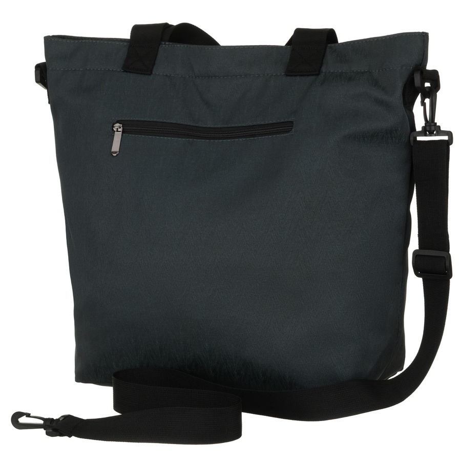 Szara shopperka damska zamykana suwakiem z kieszonką zewnętrzną - Rovicky