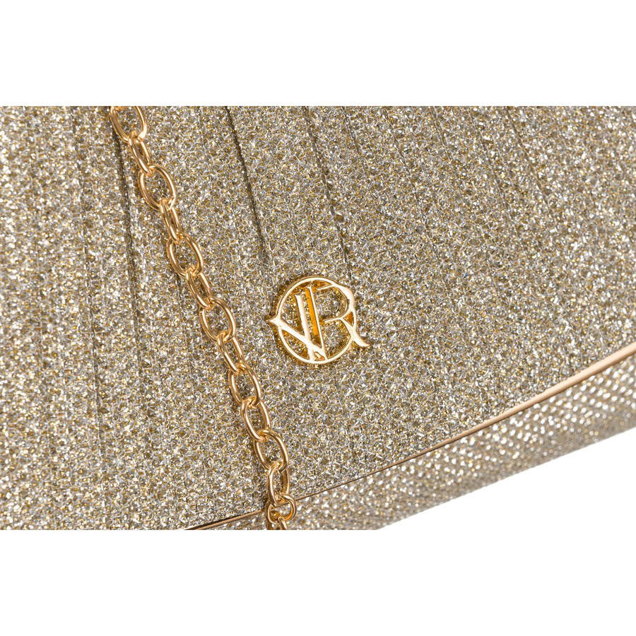 Brokatowa kopertówka damska z tkaniny syntetycznej w kolorze różowego złota - Rovicky