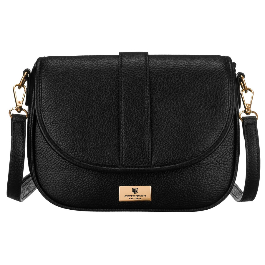 Mała, czarna torebka damska na ramię ze skóry ekologicznej - Peterson