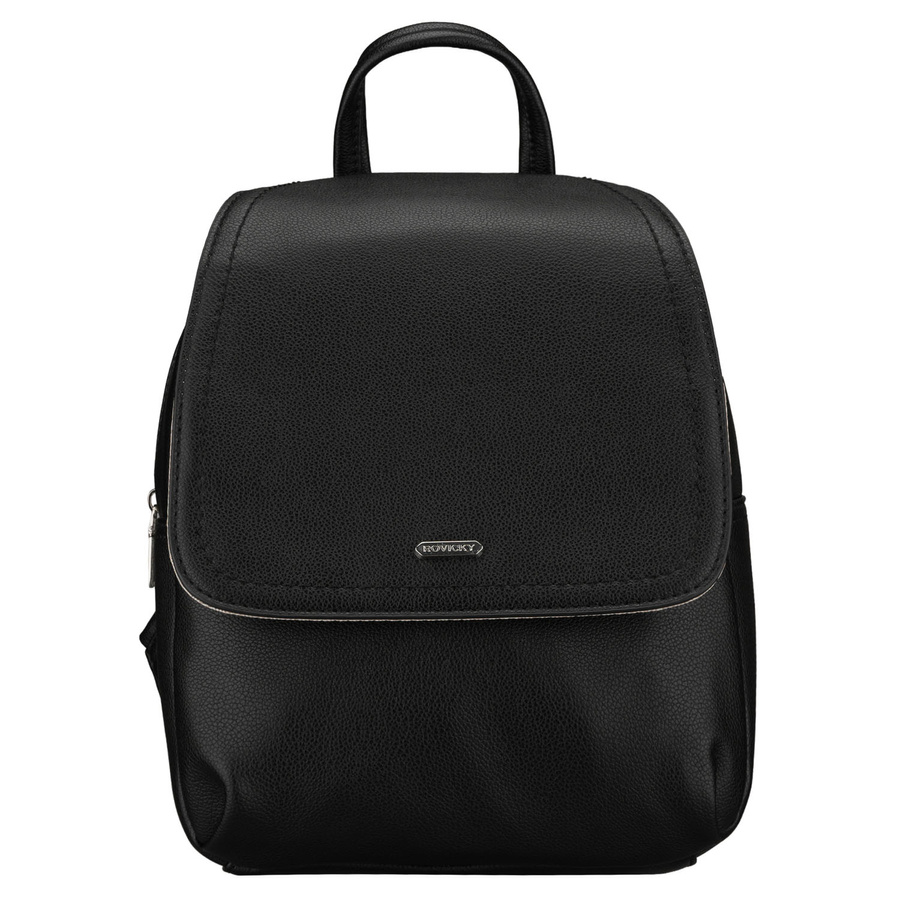 Czarny, miejski plecak damski ze skóry ekologicznej - Rovicky