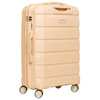 Beżowa, mała walizka kabinowa z polipropylenu z wysuwaną, teleskopową rączką - Peterson
